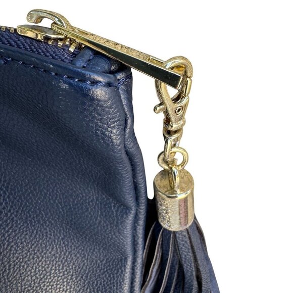 Merona Navy Blue Merona Faux Leather Detachable Tassel Gold Hardware Zip Pouch - Picture 5 of 6